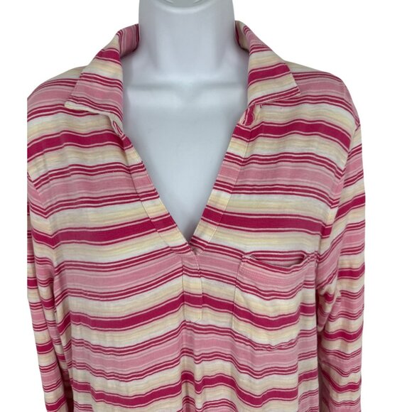 Womens Lands End Striped Long Sleeve T-Shirt Dress With Pockets Size L (14-16) - Picture 2 of 10